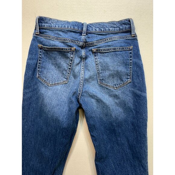 J. Crew Women's Flare Crop Jeans Mid Rise Frayed Hem Denim Sz 26 Blue Distressed - Picture 11 of 12